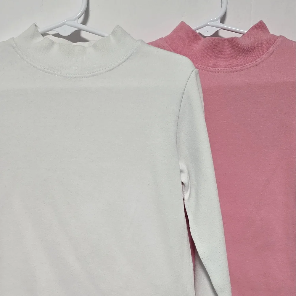 Girls Pink And White Mock Neck Long Sleeve Tops Bundle - Picture 2 of 12